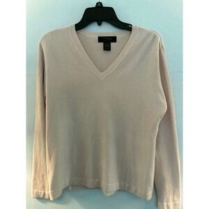 Express Stretch Womens Large Beige‎ V Neck Sweater Lightweight Soft Knit